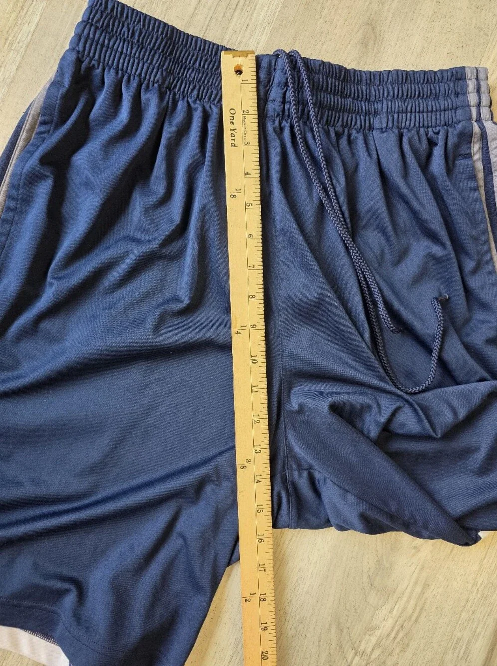 Adidas ClimaLite Mens Athletic Shorts Large Navy Blue 3 Stripe Drawstring